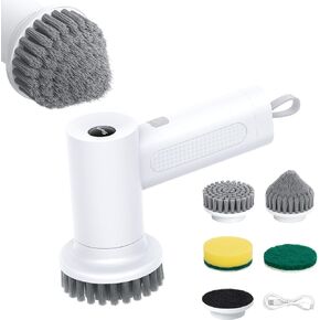 Electric Spin Scrubber, 2000 mAh Cordless Power Scrubber with 4 Replaceable Heads, 2 Speeds Portable Handheld Spin Scrubber for Cleaning Sink/Stove/Corner/Tile/Grout/Bowl (Black) in Kuwait