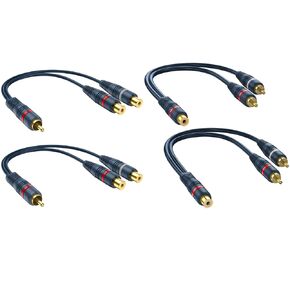 RCA Splitter 1 Female to 2 Male 2 Pack Bundle with RCA Splitter 1 Male 2 Female 2 Pack