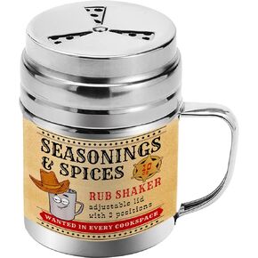 CUSINIUM 14 oz Seasonings Spice Shaker - BBQ Dry Rub Shaker - Cooking Dredge with Adjustable Fan-Style Lid and Handle
