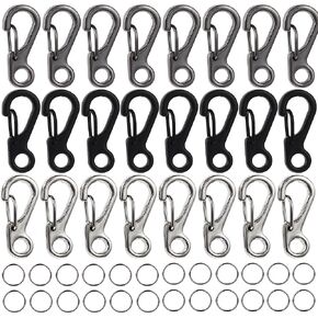 Ouligay 48PCS Tiny Carabiner Clip Mini Carabiner Clip Mini Paracord Hanging Clips Metal Hook EDC Keychain Mini Hanging Buckle Metal Small Spring Snap Hooks for Camera Strap, Flashlight, Backpack