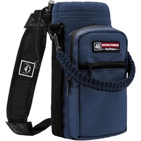 NATURE PIONEOR Water Bottle Carrier with Adjustable Strap - Insulated Sleeve Pouch Water Bottle Holder Bag with Paracord Handle & 2 Storage Pockets for 18/24/25/26/32/36/40/46oz, Hiking, Camping, Gym