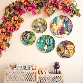 RITUALISTIC Slice of Life Wall Plates Set of 5 | Wall Arts For Home Decoration, Living Room, Bedroom, Office Decor | Aesthetic Room Decor Items | Wall Hanging Showpiece