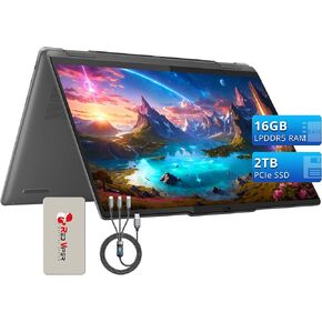 Lenovo Yoga 7i 2-in-1 Laptop, 14" WUXGA Touchscreen, Intel Ultra 5 125U, 16GB LPDDR5X, 2TB SSD, Backlit Keyboard, FHD Camera, Fingerprint Reader, Gray, Windows 11, 128GB Docking Station Set