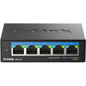 D-Link 5-Port 2.5GB Unmanaged Gaming Switch with 5 x 2.5G - Multi-Gig, Network, Fanless, Plug & Play (DMS-105/RE) (Renewed)