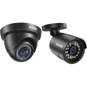 ZOSI 2Pack 1080p Bullet Dome Security Camera Outdoor Indoor (Hybrid 4-in-1 HD-CVI/TVI/AHD/960H Analog CVBS), IR Night Vision, Weatherproof CCTV Camera