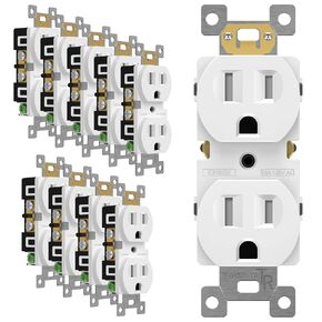 ENERLITES Duplex Receptacle Outlet, Tamper-Resistant Electrical Wall Outlets, Residential Grade, 3-Wire, Self-Grounding, 2-Pole,15A 125V, UL Listed, 61581-TR-BK10P, Black (10 Pack)