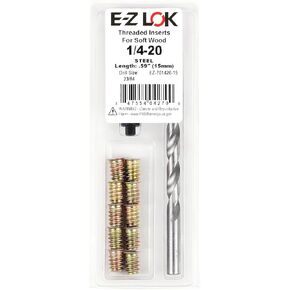 E-Z LOK Threaded Inserts for Wood, Repair Installation Kit, Includes Steel Hex Drive Flanged Thread Inserts, 5/16-18 Internal Thread, 15mm Length, Drill, Installation Tool in Saudi Arabia