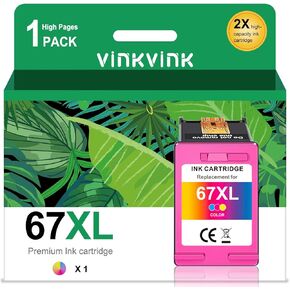 67XL Color Remanufactured Ink Cartridge for HP 67XL 67 XL Color 1 Pack Work for DeskJet 2700 2755 1255 4140 4155 Envy 6055 6000 Pro 6400 6455 6458 Printer (1 Tri-Color)