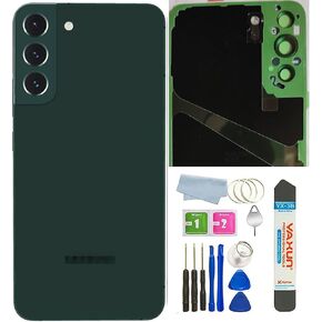 S22 بالإضافة إلى الزجاج الخلفي المتوافق مع Samsung Galaxy S22 + بالإضافة إلى باب الزجاج الخلفي مع عدسة الكاميرا والشريط المُثبت مسبقًا + أدوات (أسود) in Kuwait