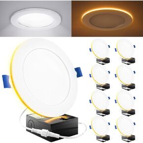 Sunco 24 Pack 6 Inch Ultra Thin LED Recessed Ceiling Lights with Night Light, 1500 LM, Selectable CCT 2700K/3000K/4000K/5000K/6000K, Dimmable, 15W, Canless with Junction Box
