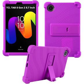 Case for TCL TAB 8 Gen 2 8.7 Inch 2024 Tablet Model 8188X, Kids Friendly Soft Silicone Adjustable Stand Cover for TCL TAB 8 Gen2 8.7 Tablet Case (Black)