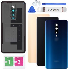 Back Glass Replacement for OnePlus 7 Pro Back Cover Rear Housing with Camera Lens + Repair Tool Kit Genuine Rear Glass (Blue)