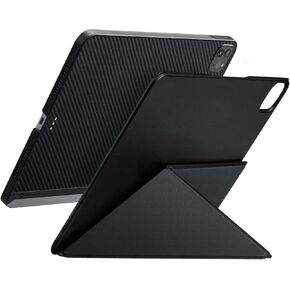 PITAKA Magnetic Case & Multi-Folio for iPad Pro 12.9 6th/5th Gen (2022/2021), Magic Keyboard Compatible Case and Multi-fold Folio with Hidden Magnetic Apple Pencil Holder - Black