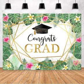 Avezano Aloha Graduation Backdrop Hawaiian Luau Class of 2025 Graduation Decorations Summer Tropical Graduation Party Banner Supplies (7x5ft)