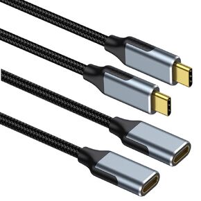 USB C Extension Cable 3.3Ft 2Pack, 10Gbps Data Transfer, 4K@60Hz Video, 100W Fast Charging, USB Type C 3.2 Gen2 Male to Female for iPhone 16 15 Pixel PSVR2 MacBook Air Pro/New iPad Dell XPS Surface