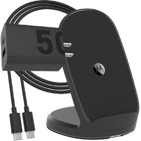 Motorola TurboPower 15W Wireless Charging Stand + 50W Charger Bundle