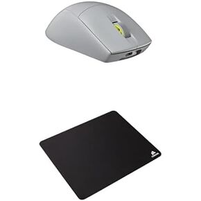 Corsair M75 Air Wireless Ultra Lightweight Gaming Mouse MM100 Cloth Mouse Pad-2.4Ghz و Bluetooth-26000 dpi-لوحة فأر عالية الأداء-محسّنة للألعاب-رمادي فاتح