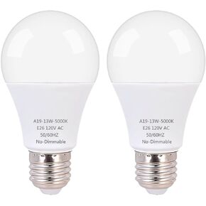 A19 LED Light Bulb,120 Watt Equivalent LED Bulbs, Daylight White 5000K, 1600 Lumens, E26 Standard Base, Non-Dimmable, 13W Bright LED Bulbs, Frosted,4 Count (Pack of 1)