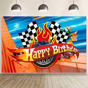 Hot Cars Background Birthday Banner Backdrop for Kids Birthday Party Supplies Decorations (5x3ft)