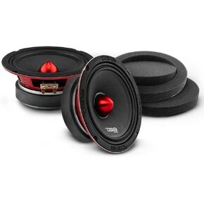 DS18 Pair of 6.5" Midrange Speakers with Pair of Fast Ring Speaker Baffle 500W Max, 4 Ohms - Quality Audio Door Speakers for Car or Truck Stereo Sound System (2 Speakers and Pair of Speaker Baffles)