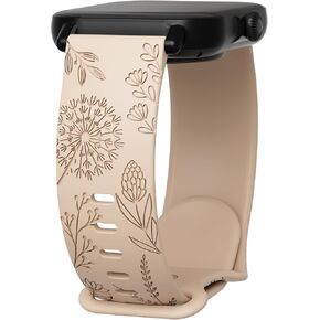 Floral engraved bands for Fitpolo IDW13, IDW16, IDW19 Smartwatch, 22mm Soft Silicone Straps for Woneligo W13/ENOMIR/TOOBUR Smartwatch Bands for Women Men