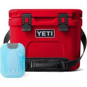 YETI Roadie 15 Hard Cooler with Small YETI Thin Ice, Rescue Red