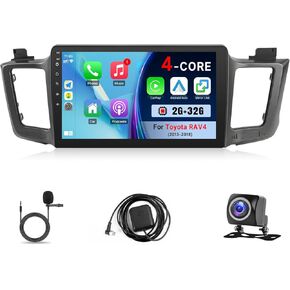 Car Radio Stereo for Toyota RAV4 2013-2018 with Wireless Carplay Android Auto, 2+32GB 10.1-inch IPS Touchscreen Head Unit Radio Replacement with GPS Navigation Bluetooth WiFi FM Rear Camera