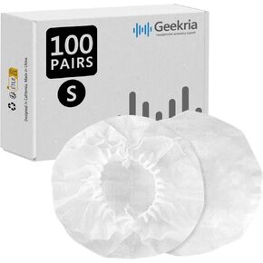 Geekria 100 Pairs Disposable Headphone Ear Covers for On-Ear Headset Earcup, Stretchable Sanitary Protector (S/White)