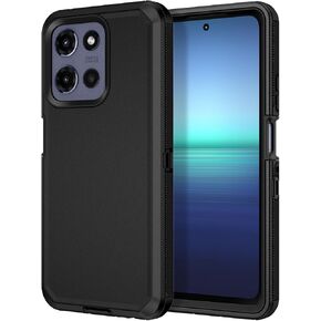 for Motorola Moto G 5G 2025 Case Shockproof Dust/Drop Proof 3-Layer Full Body Protection [Without Screen Protector] Rugged Heavy Duty Cover Case for Moto G 5G 2025 6.7",Black