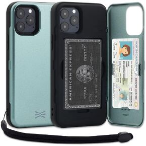 TORU CX PRO for iPhone 12 Pro/iPhone 12 Case Wallet | Protective Shockproof Heavy Duty Cover with Hidden Card Holder & Card Slot | Mirror & Wrist Strap Included - Black