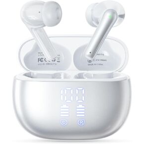 Wireless Earbuds, Bluetooth Ear Buds Headphones with LED Charging Case, Deep Bass Stereo Sound, 40 Hours Playtime, IP7, Lightweight in-Ear Earphones for iPhone Android Sports Workout