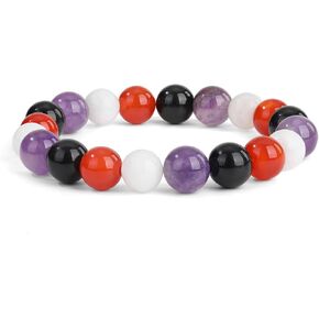 Crystal Vibe Triple Protection Bracelet - 10mm Bead Bracelet for women men With Natural Stones of Tiger Eye Hematite and Black Obsidian - Healing Crystal Bracelet for Good Luck Prosperity Happiness in Kuwait