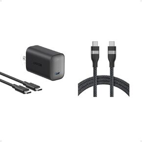 Anker USB C Cable, 240W 6 ft Upcycled-Braided USB C to USB C Cord &Anker Nano Charger, 100W MacBook Charger