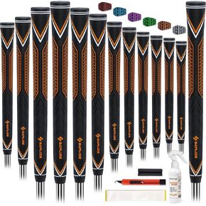 SAPLIZE High-performance Rubber Golf Grips 13 Pack, High Shock Absorption, Non-slip, 13 Grips, Midsize, White
