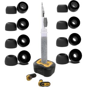 8 Pairs Replacement Ear Tips Compatible with DEWALT DXMA1902092, with 3 in 1 Cleaner Kit, Silicone Ear Tips (XS/S/M/L)