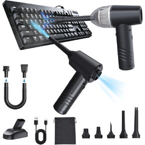 Compressed Electric Air Duster Handheld Vacuums Cordless Portable Car Vacuum 11000PA Keyboard Vacuum Cleaner 90000RPM Mini PC Air Blower Cleaning Kit for Computer,Car,Sofa,Office(Dustbin-Gray)