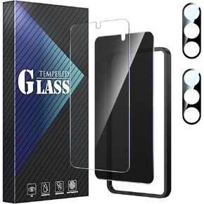 DUEDUE 2 Pack for Samsung Galaxy S25 Screen Protector with 2 Pack Camera Lens Protector, Anti Glare Anti Fingerprint Touch Sensitive Tempered Glass Protector for Samsung S25 6.2"