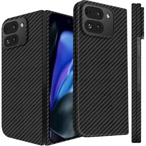 علبة ألياف الكربون الرقيقة لـ Google Pixel 9 Pro Fold (أضعاف 2) ، غطاء ألياف Aramid Slim 1500d متوافق مع Magsafe ، أسود غير لامع ، الإصدار 2.0