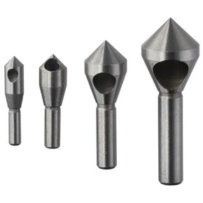 HSS Countersink Chamfer Tool 4pcs Silver Durable Hardness Below 28° Deburring Edge Reaming Tool Portable Bevel Hole Chamfer Cutter