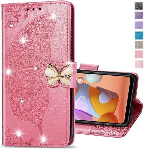 Moto G 5G 2025 Wallet Case Glitter with Card Slots Phone Case for Women Diamond Butterfly Shockproof Protective Case for Motorola Moto G 5G 2025 Crystal Pink in Kuwait