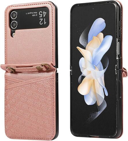 حالة الهاتف ASUWISH لـ Samsung Galaxy Z Flip 3 5G 2021 غطاء محفظة مع واقي شاشة زجاجي مقسى وحزام معصم ، حامل بطاقة الائتمان ، خلية Zflip3 Z3 flip3 3z نساء روزولد in Saudi Arabia