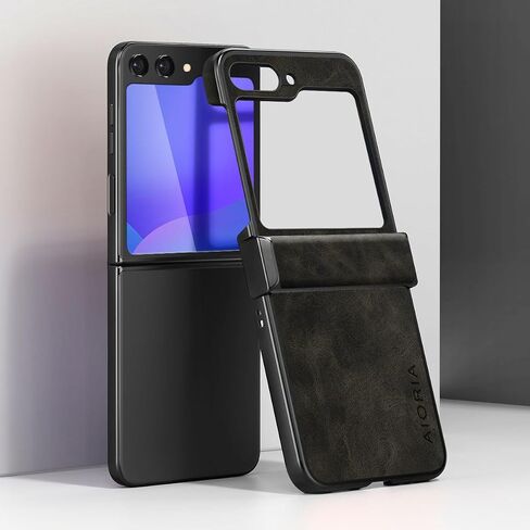 for Samsung Galaxy Z Flip 5 Case, Premium Leather Cover Retro Design Full Protective Phone Case for Samsung Z Flip 5 Flip5 5G (Dark Blue) in Kuwait