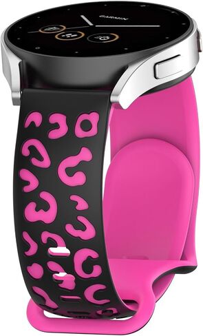Leopard Engraved Bands Compatible with Garmin Forerunner 245/645/55 Watch Band 645/245 Music Bands, Vivoactive 5/Vivoavtive 3/Venu/Venu SQ Watch Band, 20mm Soft Silicone Replacement Sport Strap in Saudi Arabia