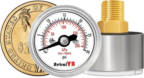 1 Inch Mini Pressure Gauge, 0-100 Psi Air Pressure Gauge, Stainless Steel Case, 1/8" NPT Back Mount, Psi Coffee Machine Pressure Gauge for Water Pumps, Air Compressors in Saudi Arabia