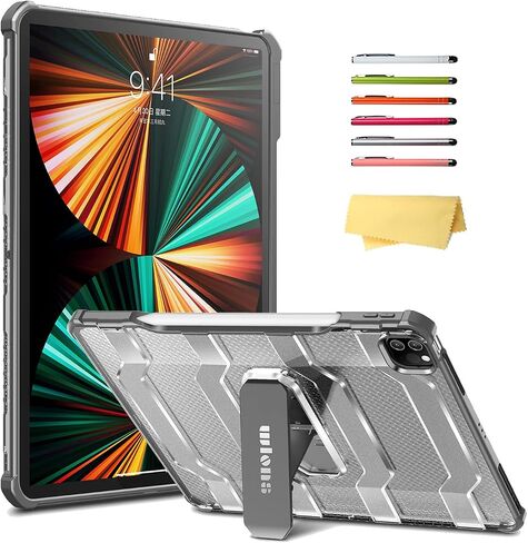 علبة الأطفال لـ Apple iPad Pro 12.9 بوصة 2022/2021/2020/2018 (6th/5/4/4/3rd Generation) مع حامل قلم رصاص/مقبض دوار دوار دوارة EVA Foam Foam Rachproof Flip ، Rose in Saudi Arabia