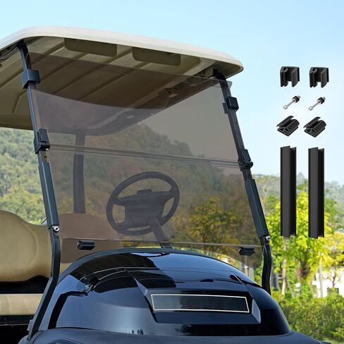 Golf Cart Windshield, Golf Cart Foldable Windshield Suitable for 2004-Up Club Car Precedent, Onward, Tempo Golf Carts, Foldable Clear Windshield Replacement, PC UV Resistant in Kuwait