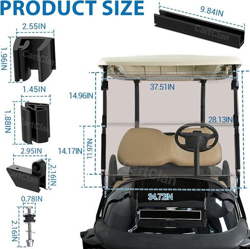 Golf Cart Windshield, Golf Cart Foldable Windshield Suitable for 2004-Up Club Car Precedent, Onward, Tempo Golf Carts, Foldable Clear Windshield Replacement, PC UV Resistant in Kuwait