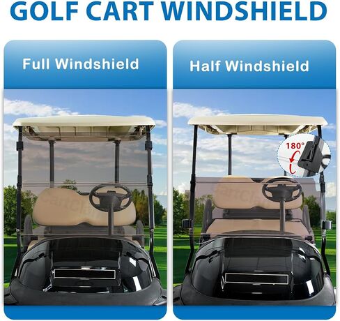 Golf Cart Windshield, Golf Cart Foldable Windshield Suitable for 2004-Up Club Car Precedent, Onward, Tempo Golf Carts, Foldable Clear Windshield Replacement, PC UV Resistant in Kuwait