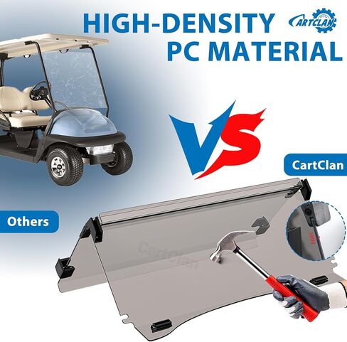 Golf Cart Windshield, Golf Cart Foldable Windshield Suitable for 2004-Up Club Car Precedent, Onward, Tempo Golf Carts, Foldable Clear Windshield Replacement, PC UV Resistant in Kuwait