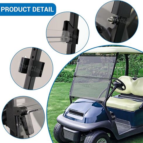 Golf Cart Windshield, Golf Cart Foldable Windshield Suitable for 2004-Up Club Car Precedent, Onward, Tempo Golf Carts, Foldable Clear Windshield Replacement, PC UV Resistant in Kuwait